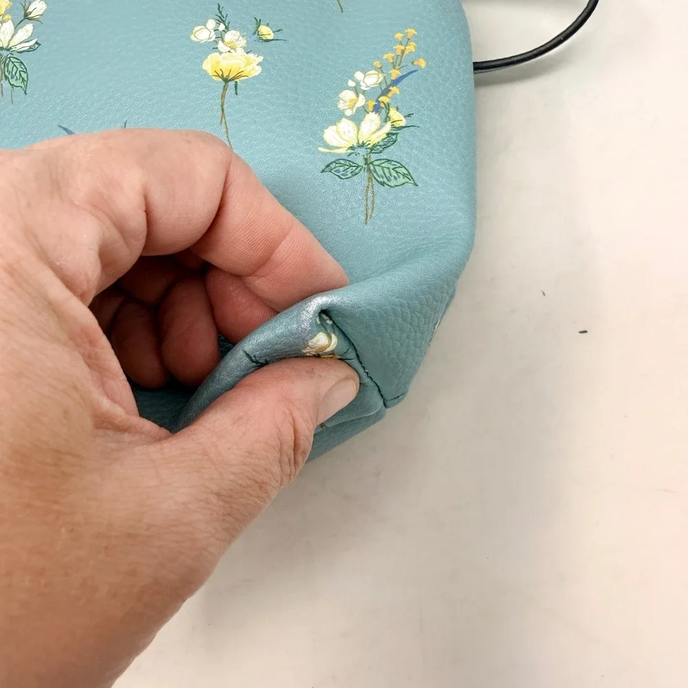 Steve‎ Madden Small Hobo Bag Blue Floral Small Crossbody Leather Shoulder Bag